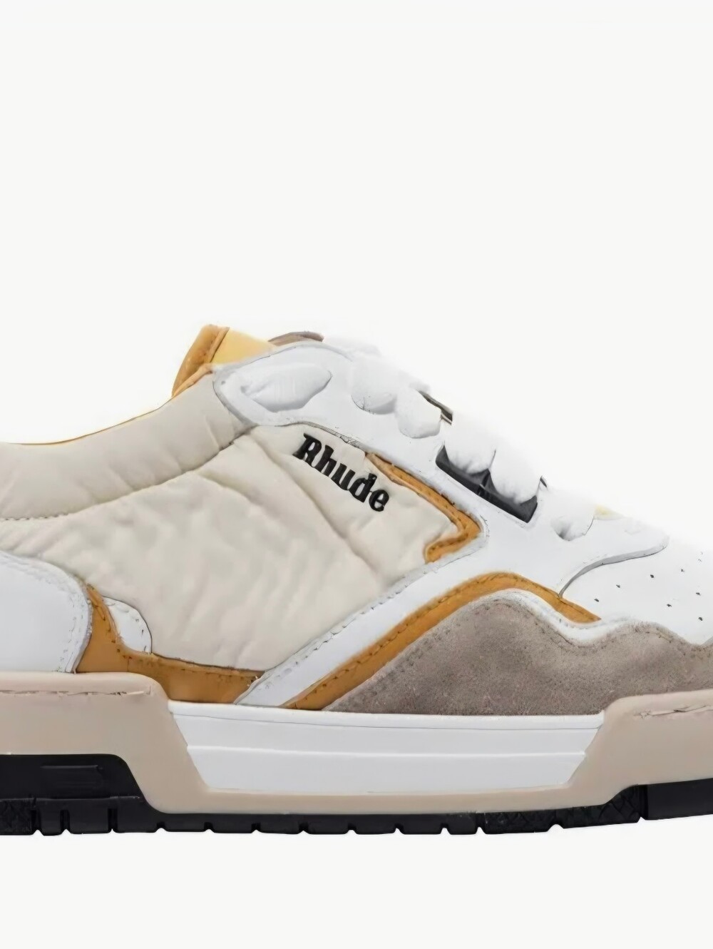Rhude Men’s White, Tan Yellow and Gray Low-Top Sneakers Size 8
